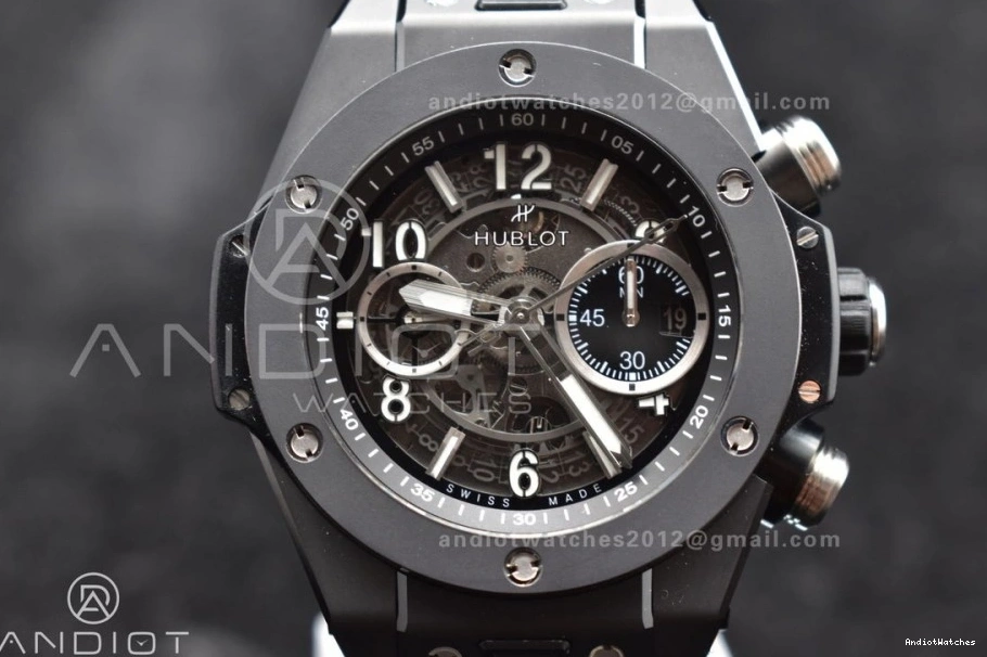 Strap Titanium 1:1 Black Best Unico Skeleton Edition Dial Sporty Bang Big Black On ZF 898 Rubber Hublot A 1224